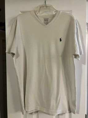 Polo by Ralph Lauren White V-Neck Tee with Navy Pony